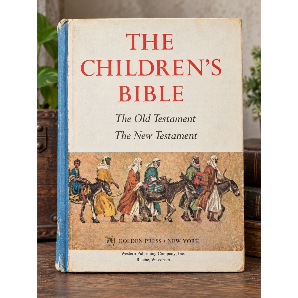 Vintage 1965 Children's Bible Golden Press Illustrated Old New Testament MCM